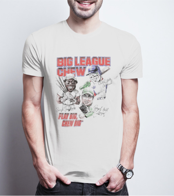 Big League Chew Play Big Chew Big Baseball Caricature T-Shirt
