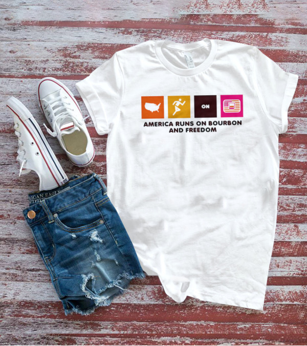 America Runs On Bourbon And Freedom Map Runner Flag T-Shirt