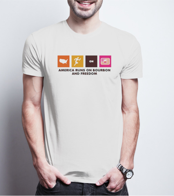 America Runs On Bourbon And Freedom Map Runner Flag T-Shirt