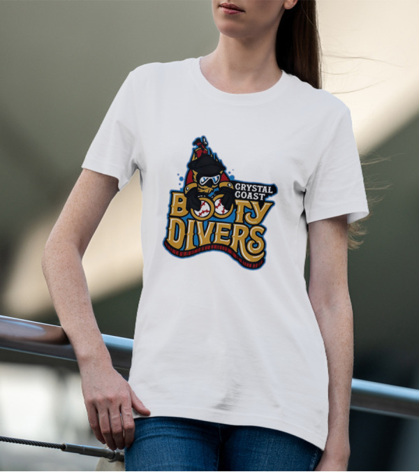 Crystal Coast Booty Divers Pirate Spyglass Emblem T-Shirt