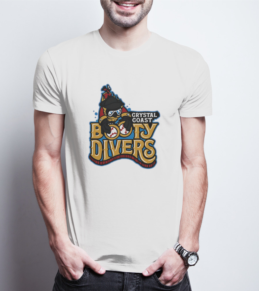 Crystal Coast Booty Divers Pirate Spyglass Emblem T-Shirt