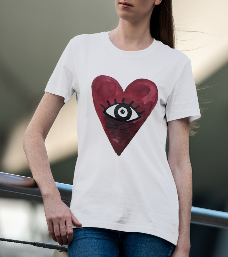 Burgundy Hearts Club Eye Retro T-Shirt