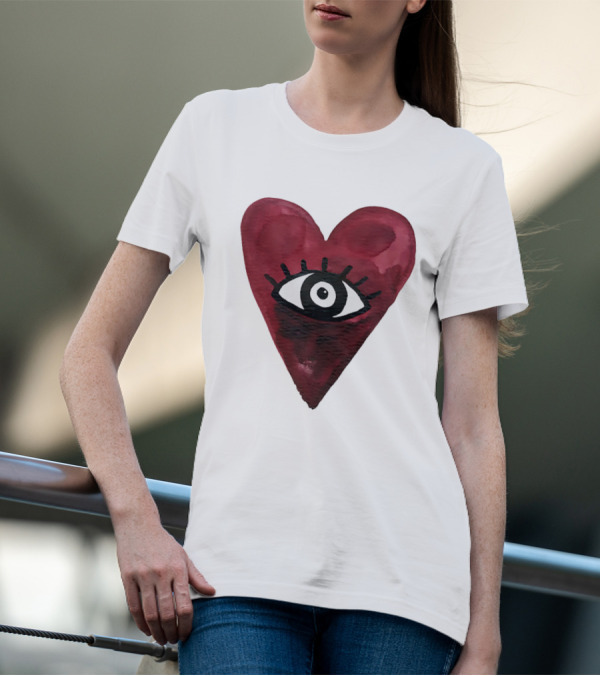 Burgundy Hearts Club Eye Retro T-Shirt