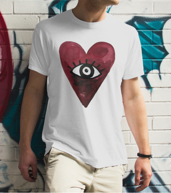 Burgundy Hearts Club Eye Retro T-Shirt