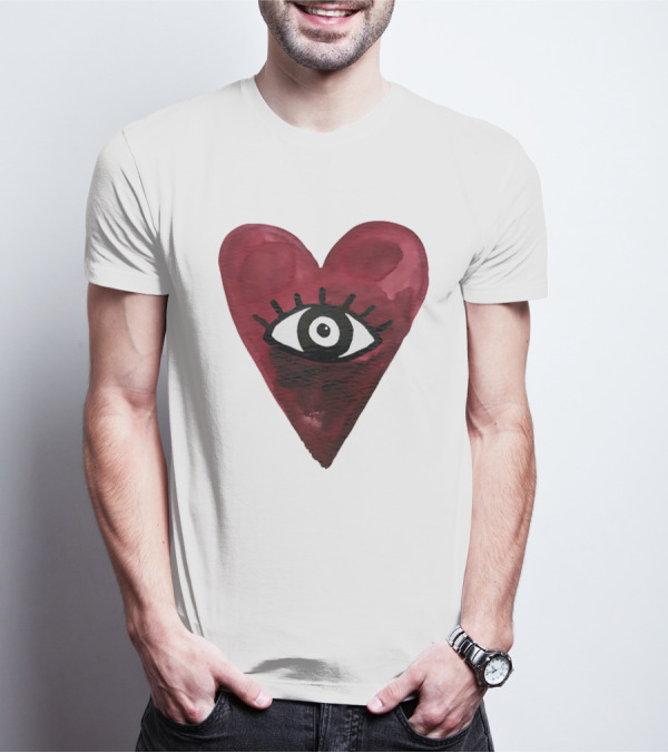 Burgundy Hearts Club Eye Retro T-Shirt