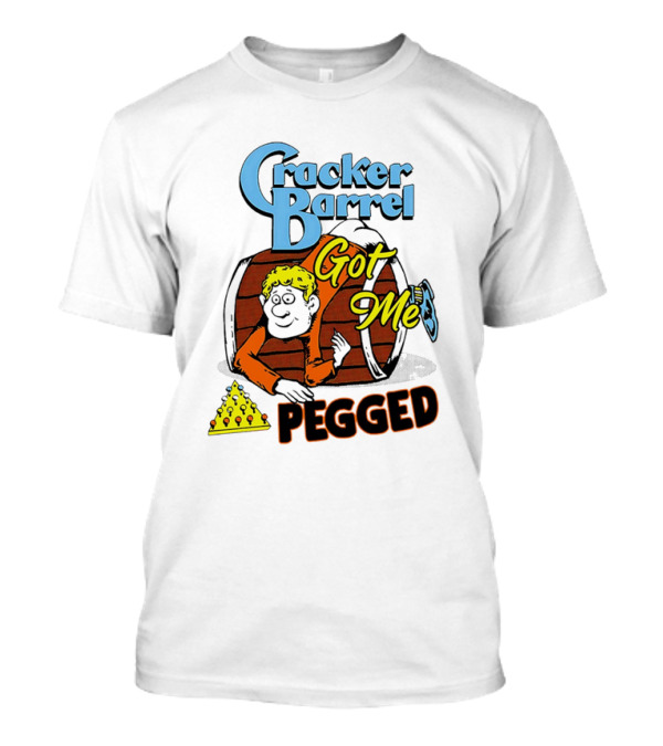 Cracker Barrel Got Me Pegged Cartoon Retro Style With Character And Cheese Icons T-Shirt