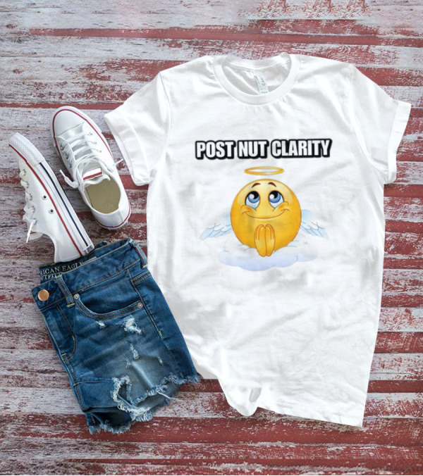 Cringeytees Post Nut Clarity Angel Emoji On Cloud T-Shirt