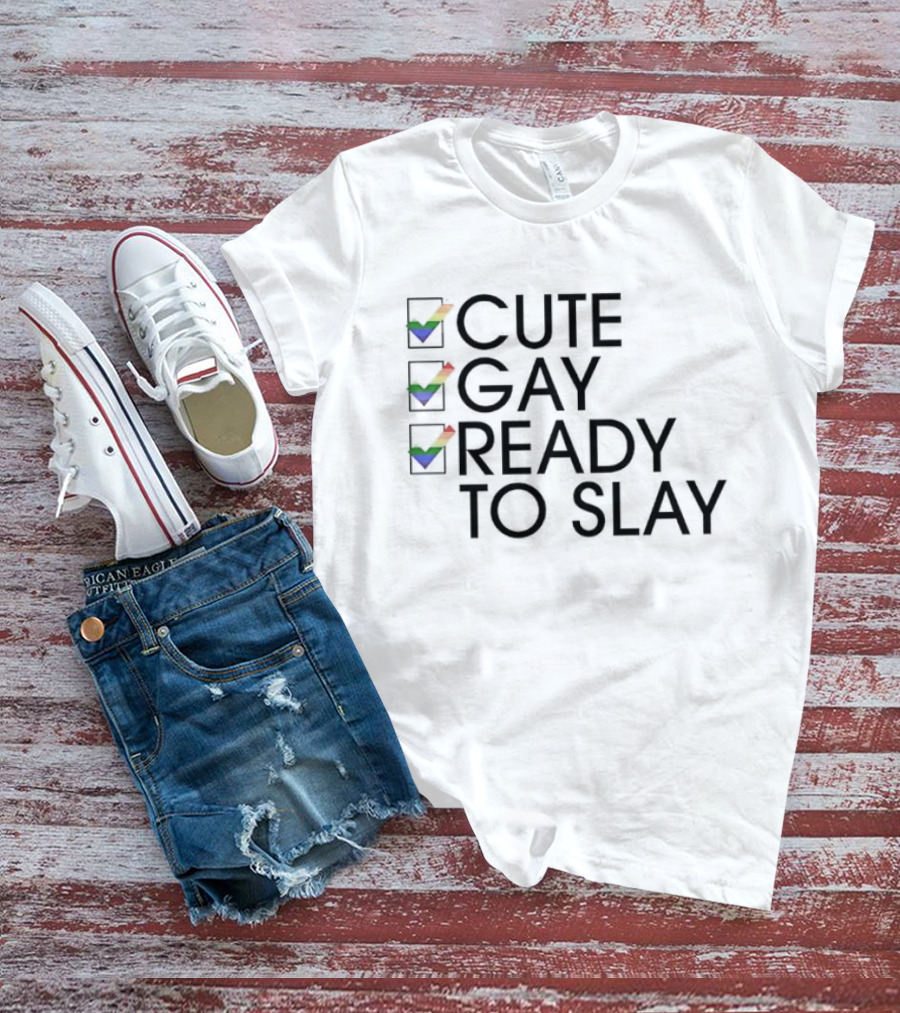 Cute Gay Ready To Slay Rainbow Checkmarks T-Shirt