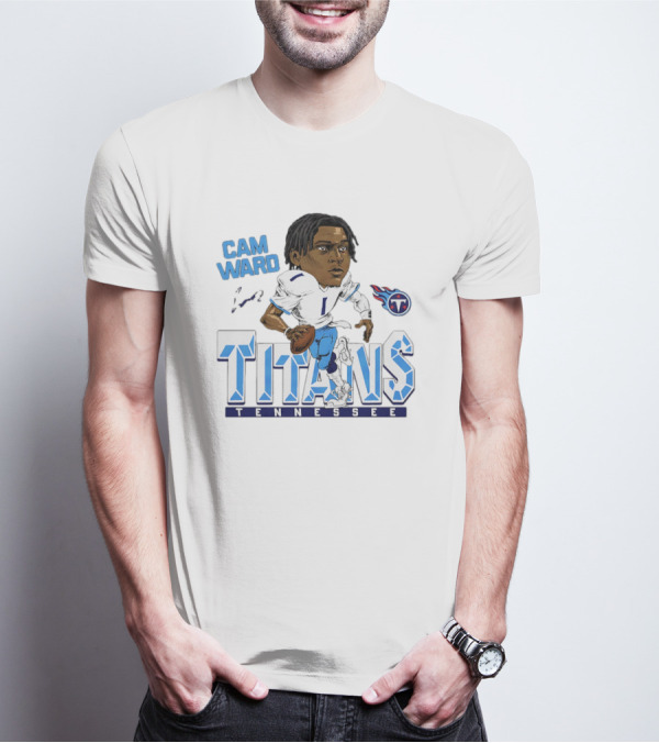 Cam Ward Tennessee Titans NFL Football Cartoon Character T-Shirt