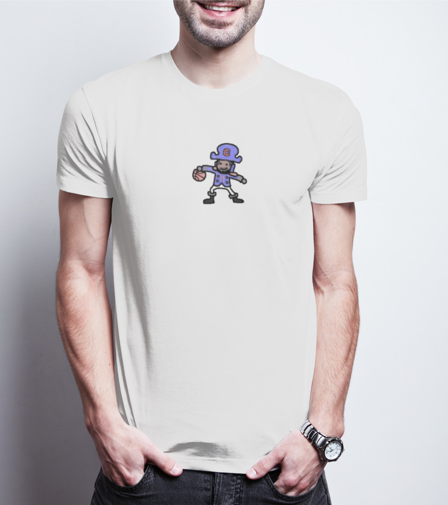 Captain Clutch Blue Pirate Basketball Character T-Shirt