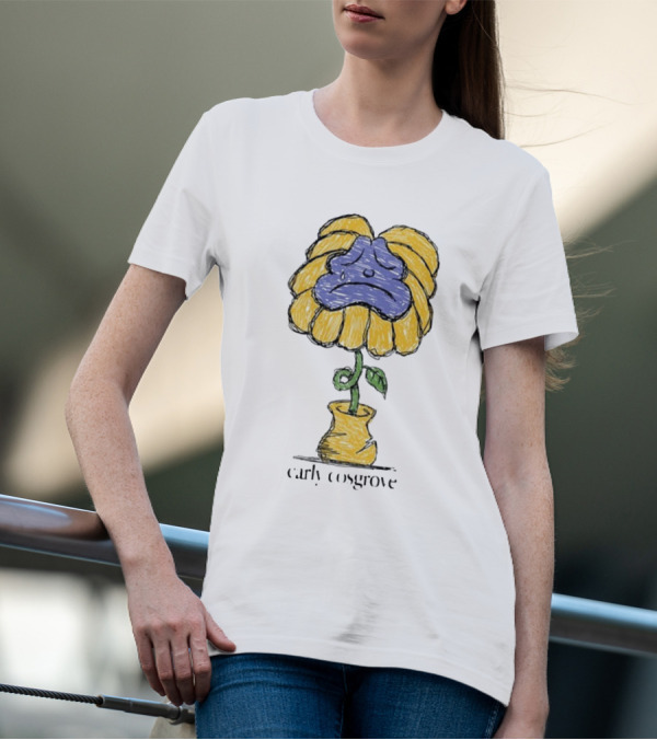 Carly Cosgrove Sad Flower Yellow Petals Blue Face Bloom T-Shirt