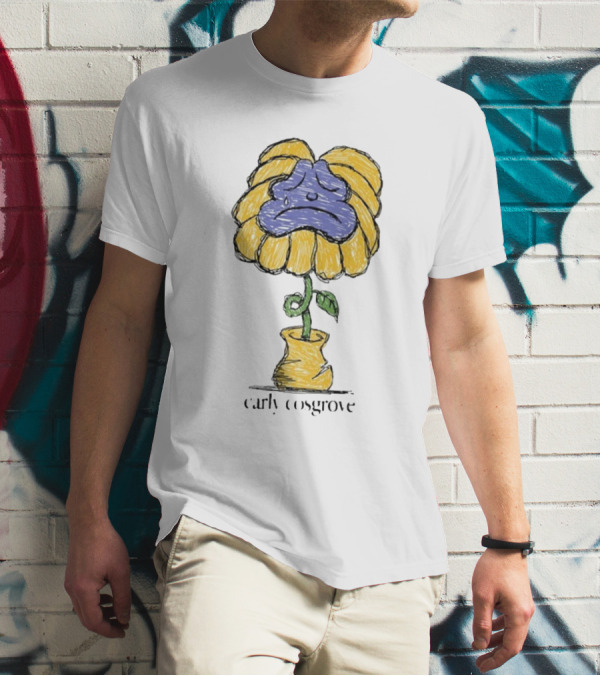 Carly Cosgrove Sad Flower Yellow Petals Blue Face Bloom T-Shirt