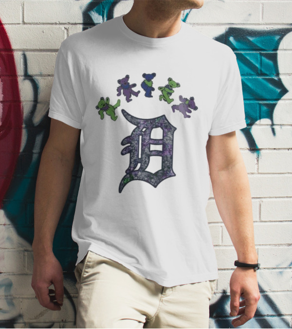 Detroit Tigers Grateful Dead Night 2025 Bears And D Logo T-Shirt