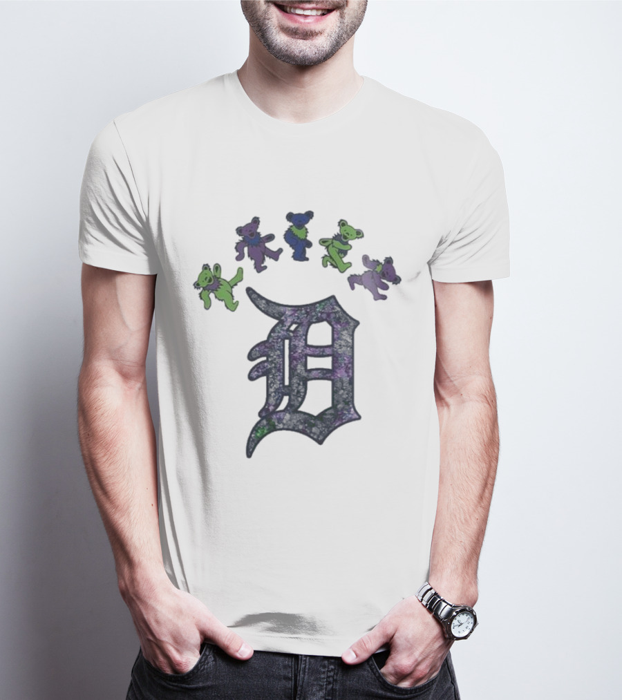 Detroit Tigers Grateful Dead Night 2025 Bears And D Logo T-Shirt