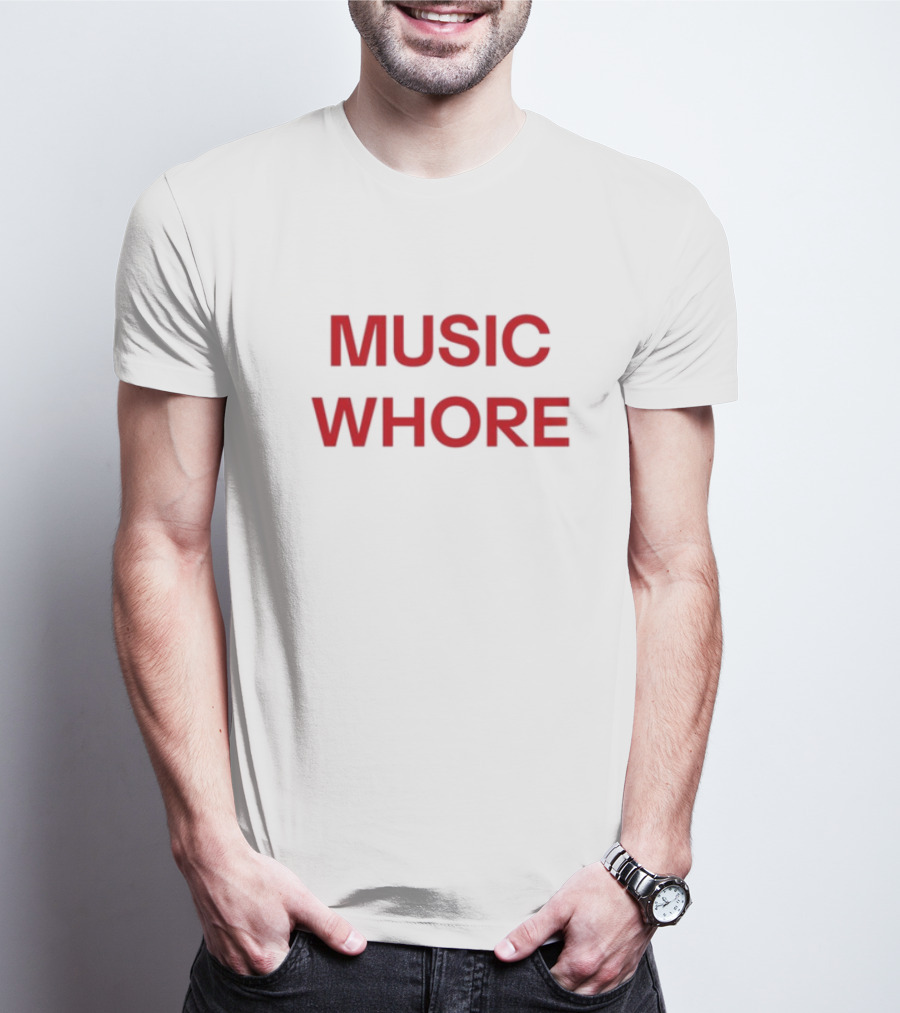 Divadelight Music Whore Bold Red Text Design T-Shirt