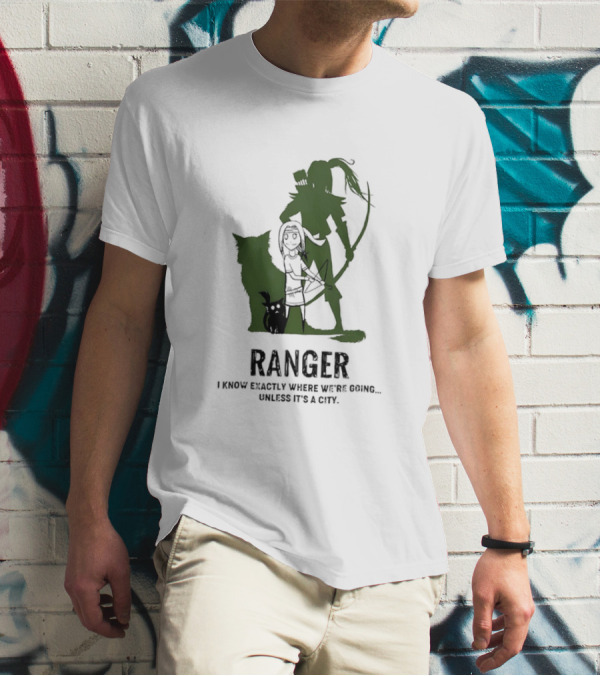 Dungeons And Dragons Ranger With Bow And Wolf Companion I Know Exactly Where We’re Going Unless It’s A City T-Shirt