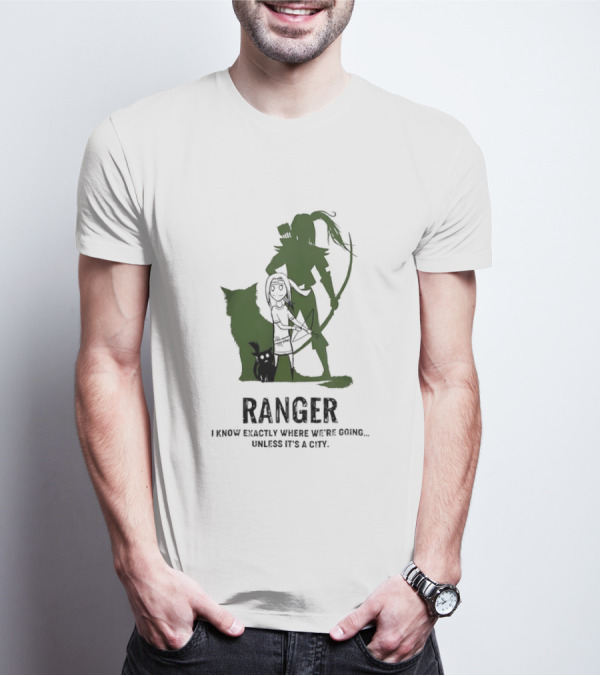 Dungeons And Dragons Ranger With Bow And Wolf Companion I Know Exactly Where We’re Going Unless It’s A City T-Shirt