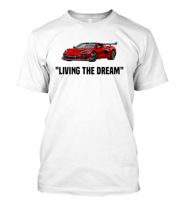 Corvette Living The Dream Red Convertible Car T-Shirt