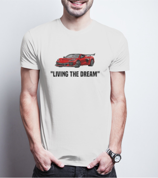 Corvette Living The Dream Red Convertible Car T-Shirt