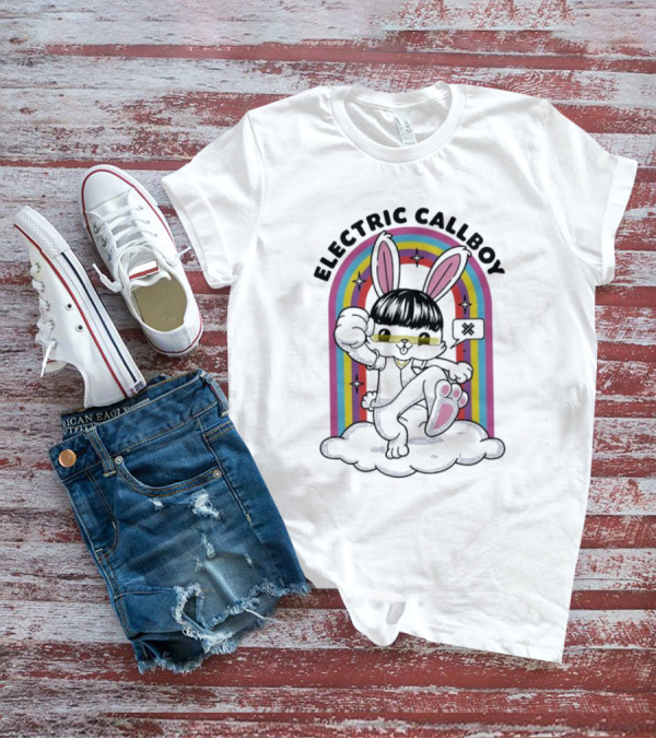 "Electric Callboy Bunny Rainbow Sunglasses Black Bunny" T-Shirt