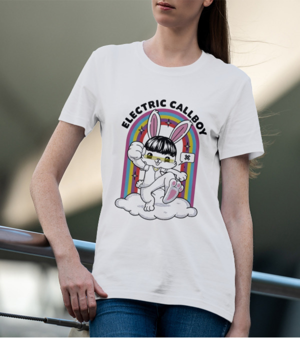 "Electric Callboy Bunny Rainbow Sunglasses Black Bunny" T-Shirt