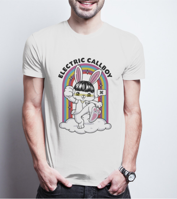 "Electric Callboy Bunny Rainbow Sunglasses Black Bunny" T-Shirt