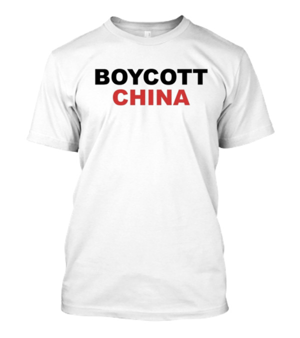 Esaholic Boycott China Black Red Text T-Shirt