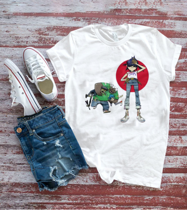 Gorillaz Invisible Sun Japanese Red Circle Band Members T-Shirt