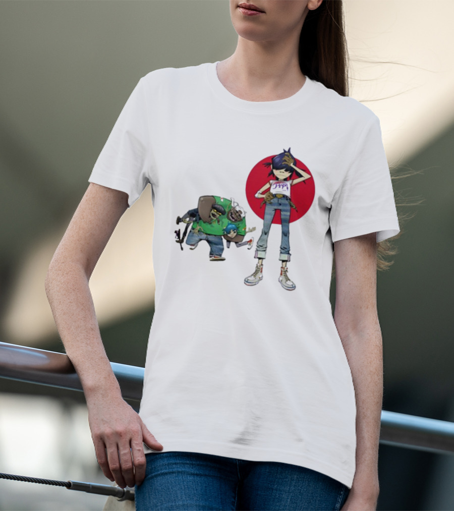Gorillaz Invisible Sun Japanese Red Circle Band Members T-Shirt