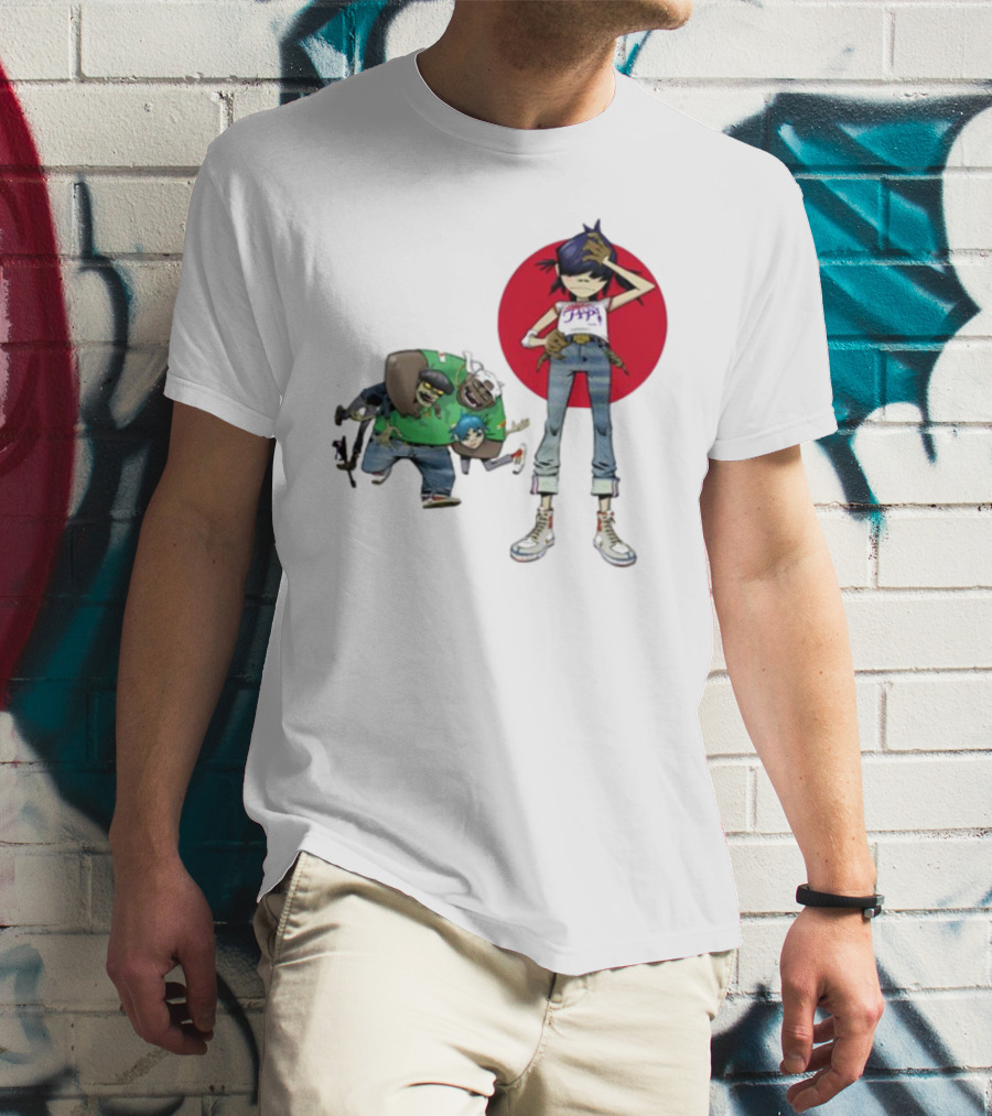Gorillaz Invisible Sun Japanese Red Circle Band Members T-Shirt