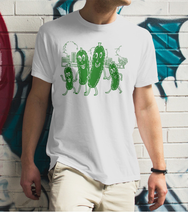 Vintage Pickle Family With Cityscape Background Vintage T-Shirt