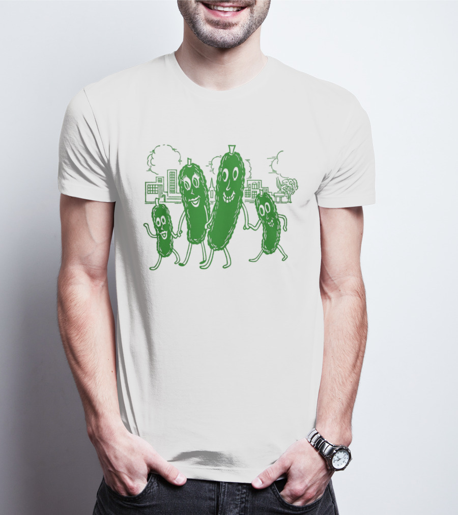 Vintage Pickle Family With Cityscape Background Vintage T-Shirt