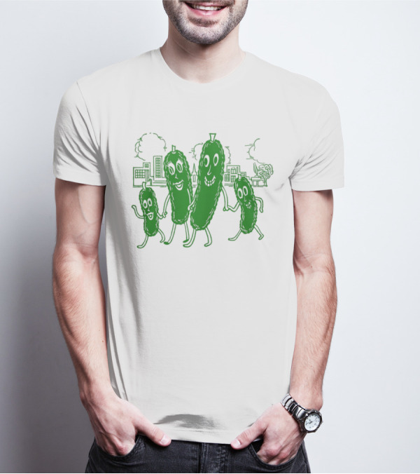 Vintage Pickle Family With Cityscape Background Vintage T-Shirt