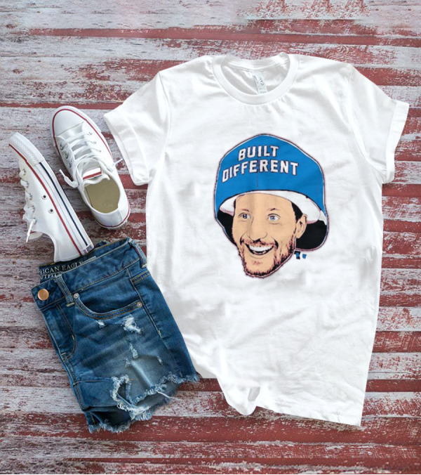 Gabriel Landeskog Built Different Blue Helmet Illustration T-Shirt