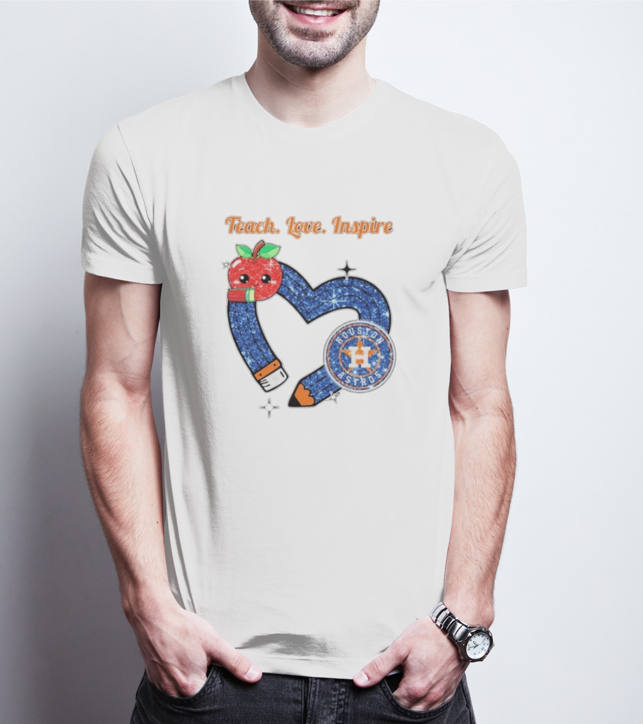 Teach Love Inspire Houston Astros Apple Heart T-Shirt