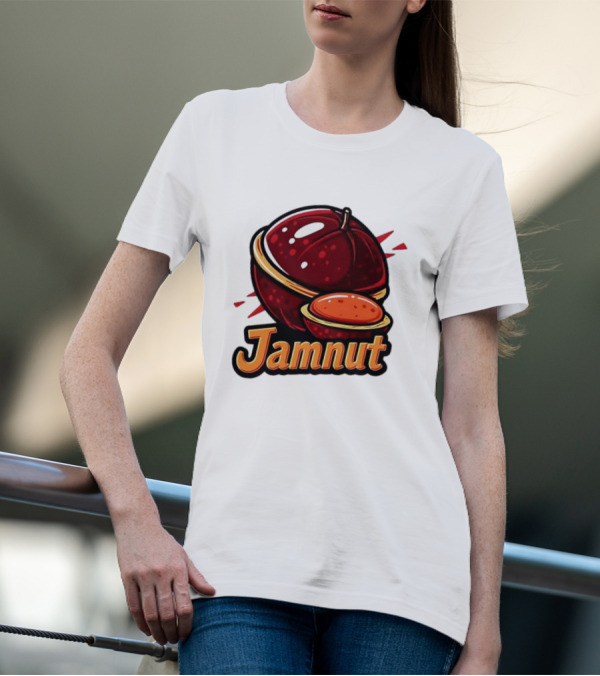 Jamnut Bold Fruit Style Text And Iconic Split Shell Nut T-Shirt
