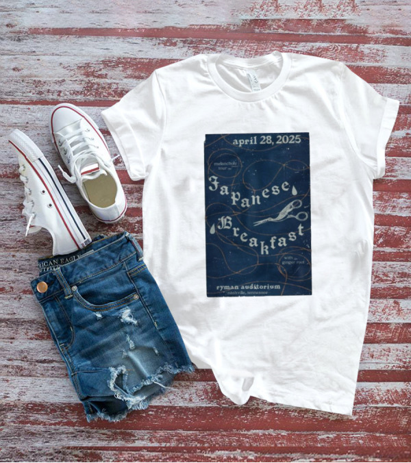 April 28 2025 Melancholy Tour Japanese Breakfast Ryman Auditorium Nashville With Ginger Root T-Shirt