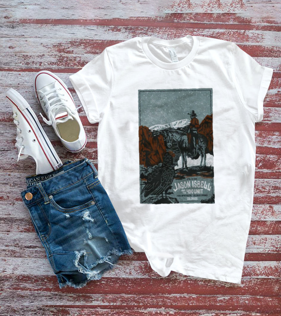 Jason Isbell And The 400 Unit Cowboy And Eagle April 30 2025 Ford Amphitheater Colorado Springs T-Shirt