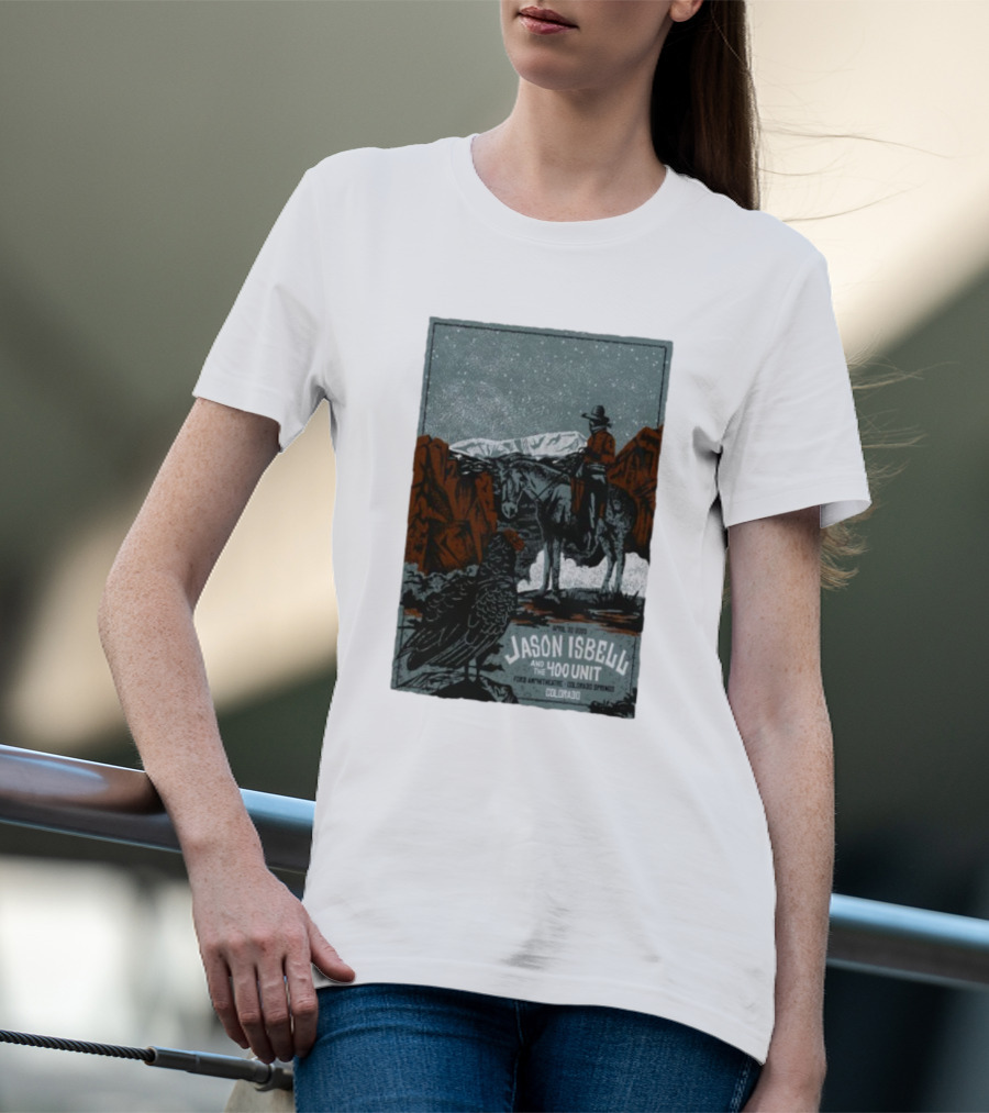 Jason Isbell And The 400 Unit Cowboy And Eagle April 30 2025 Ford Amphitheater Colorado Springs T-Shirt