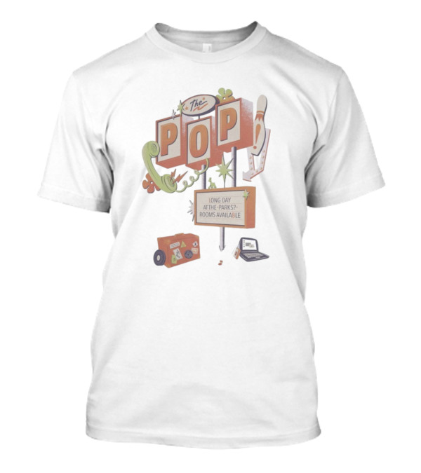 The Pop Long Day At The Parks Rooms Available Retro Sign With Bowling And Telephone Elements T-Shirt