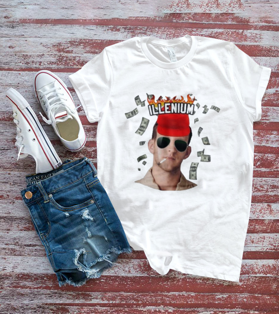 Illenium Flaming Cap Smoking Dollar Bills 2025 T-Shirt