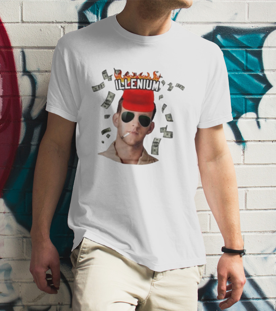 Illenium Flaming Cap Smoking Dollar Bills 2025 T-Shirt