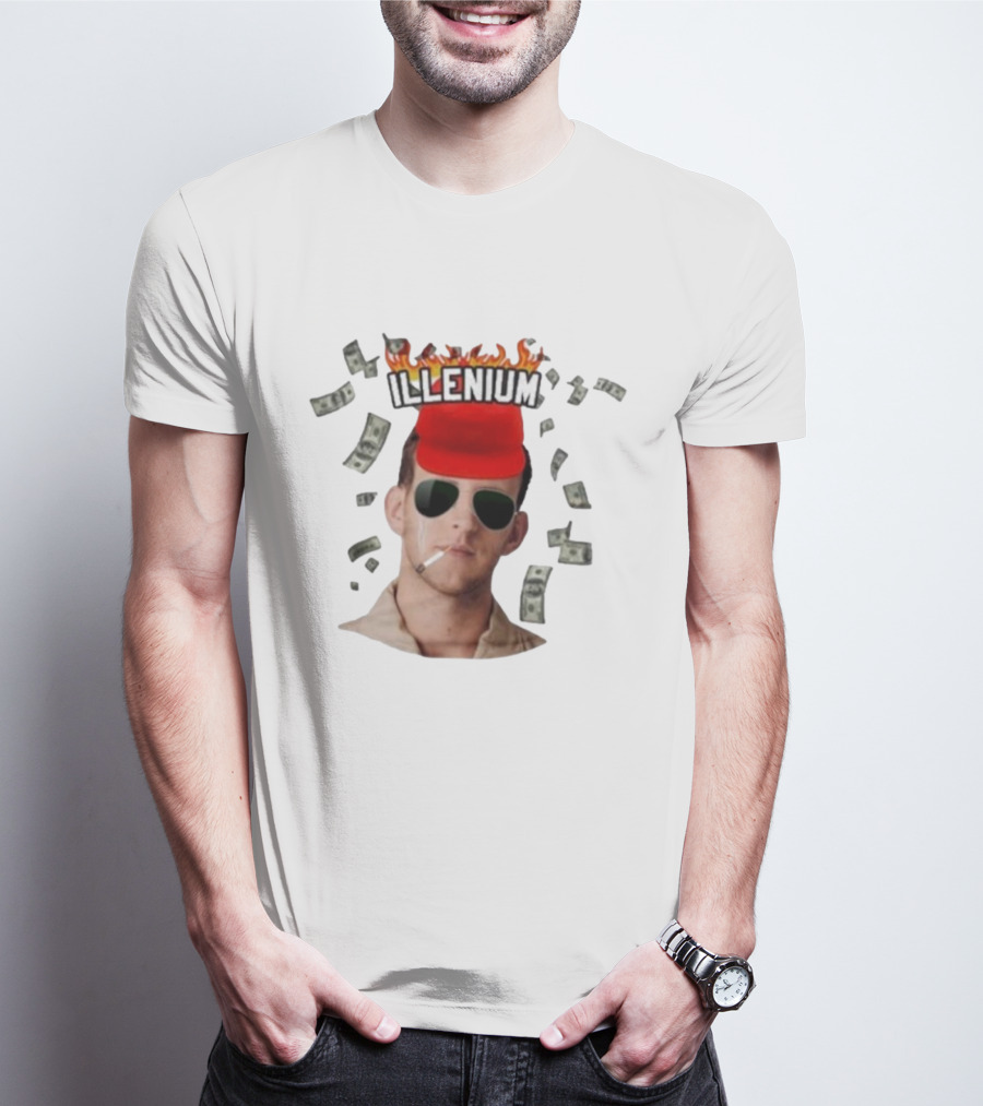 Illenium Flaming Cap Smoking Dollar Bills 2025 T-Shirt