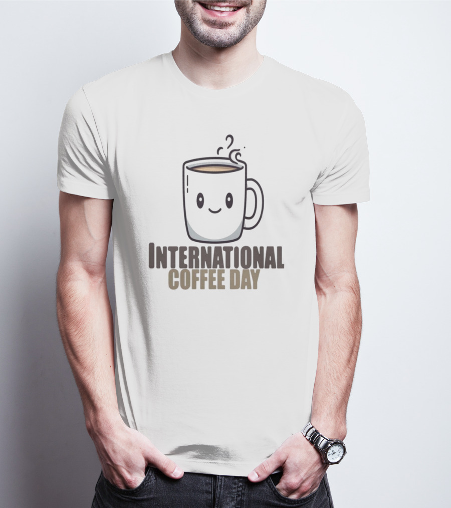 International Coffee Day Smiling Graphic T-Shirt