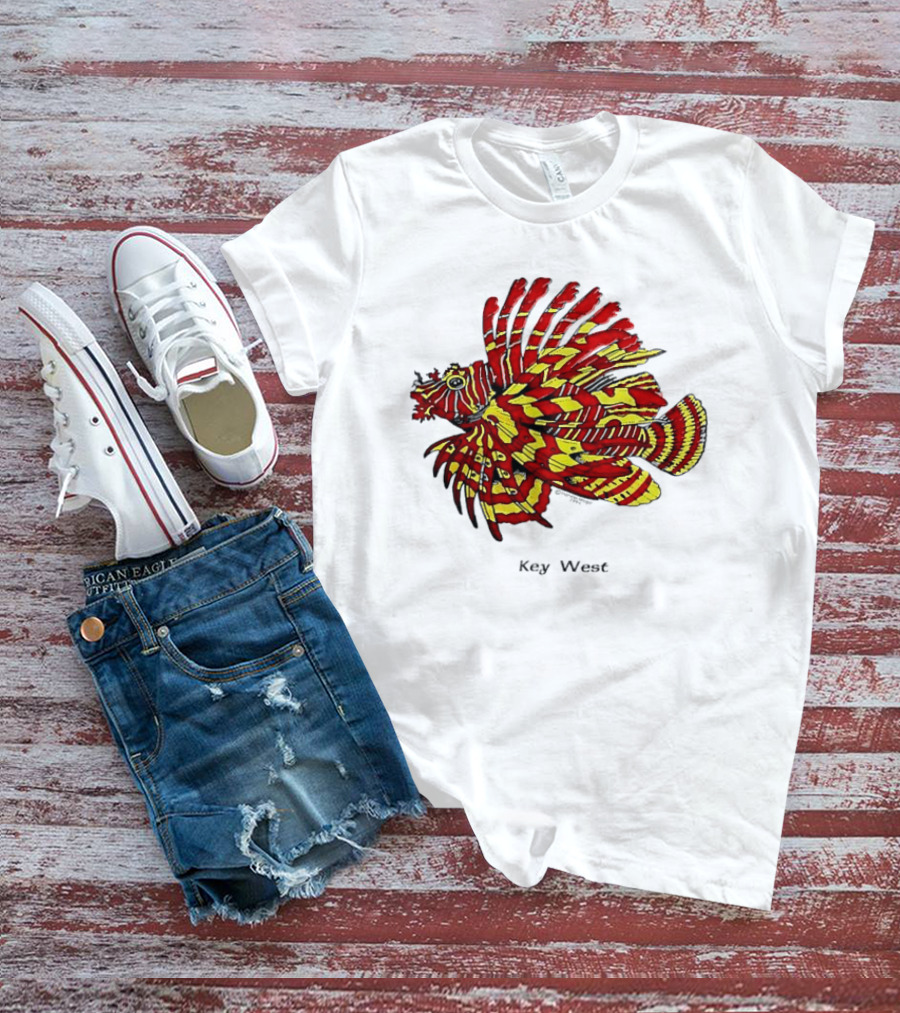 Key West Vibrant Red Yellow Lionfish T-Shirt
