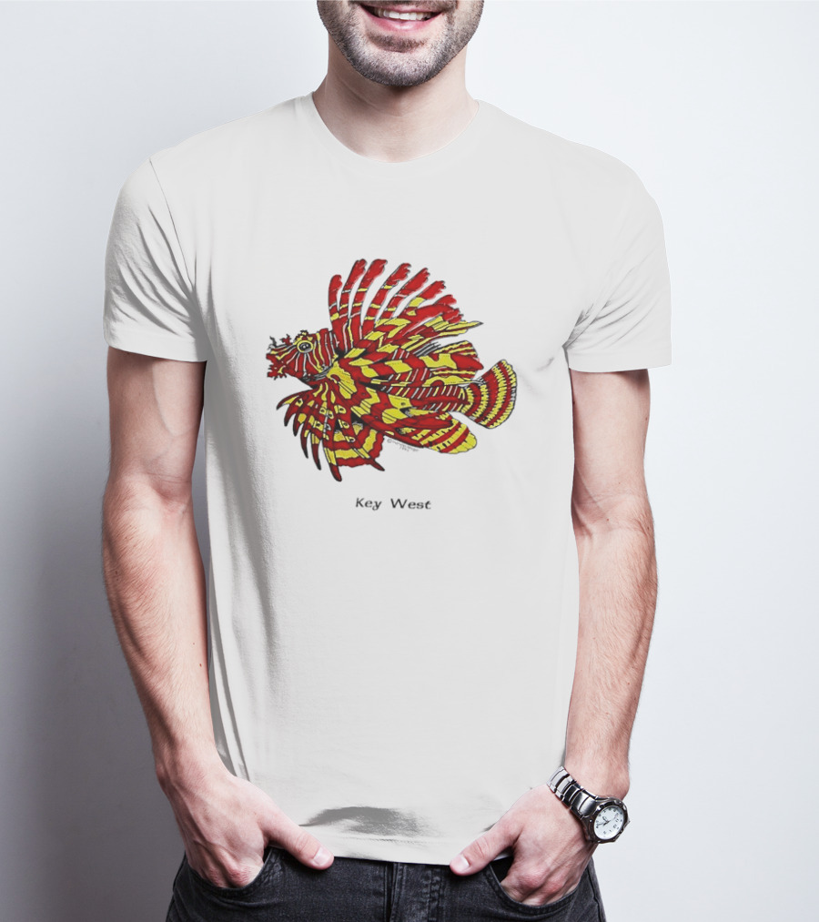 Key West Vibrant Red Yellow Lionfish T-Shirt