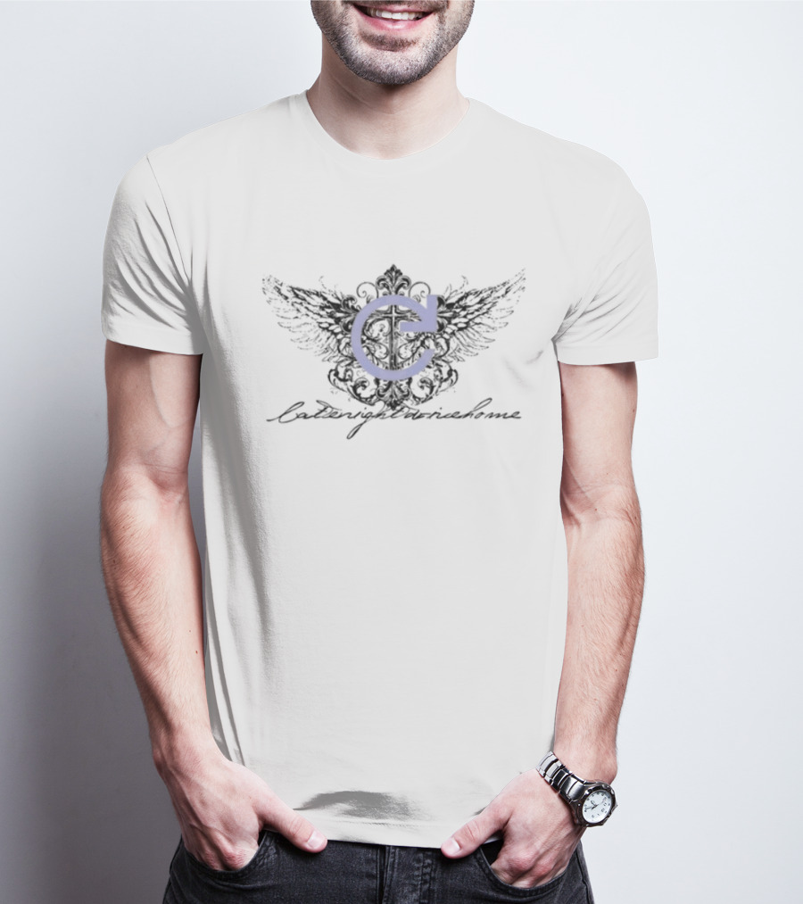 Latenightdrivehome Winged Arrow Blue Circular Arrow Emblem T-Shirt