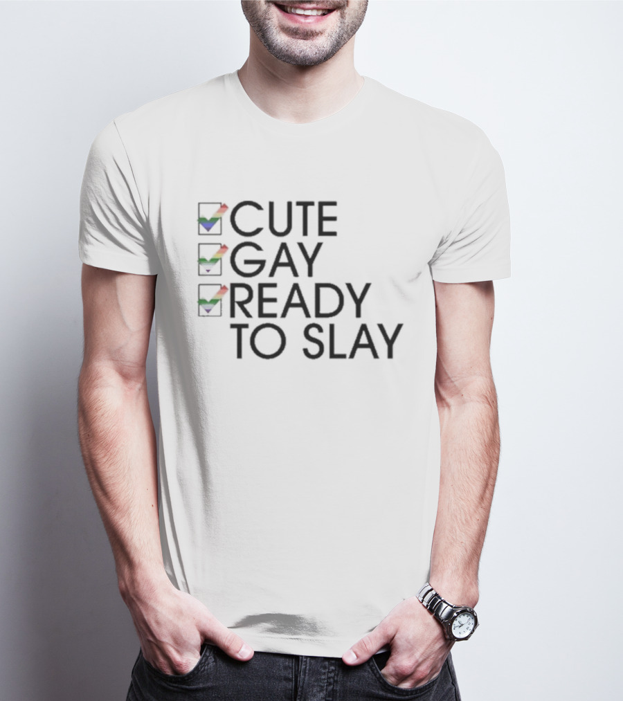 Cute Gay Ready To Slay Rainbow Checkmarks T-Shirt
