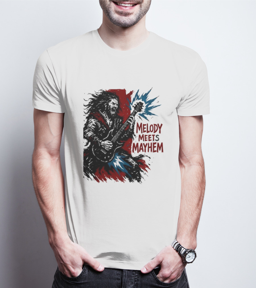 Melody Meets Mayhem Electric Red And Blue Burst T-Shirt