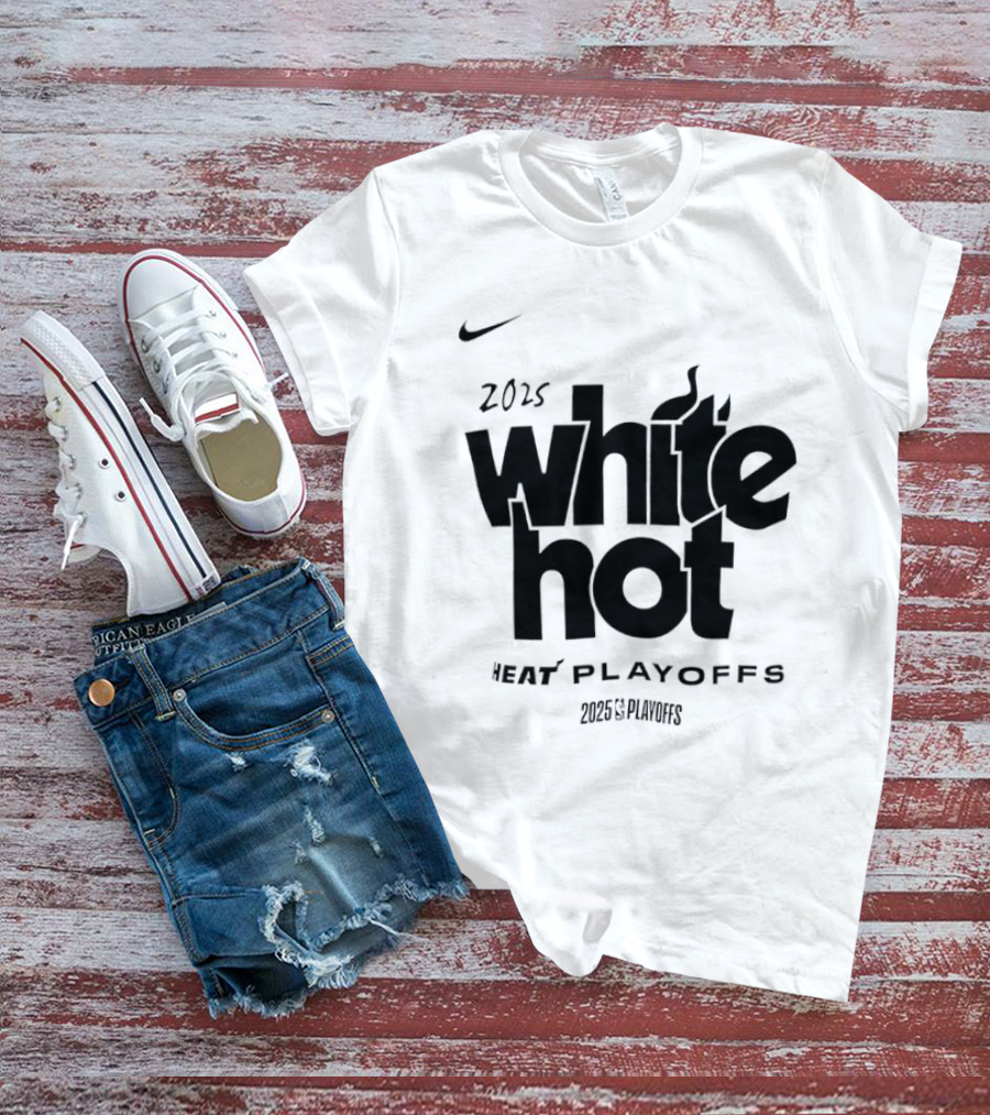 Miami Heat White Hot 2025 Playoffs NBA T-Shirt